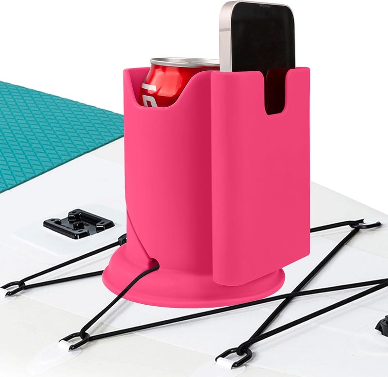 ANGAR Paddleboard Cup Holder, Paddle Board and Kayak Drink Holder, 2-in-1 Drink & Phone Holder, Paddleboard Accessory for Surfboards, Canoes, SUPs, Kayaks, Boats (Red) - Image 1